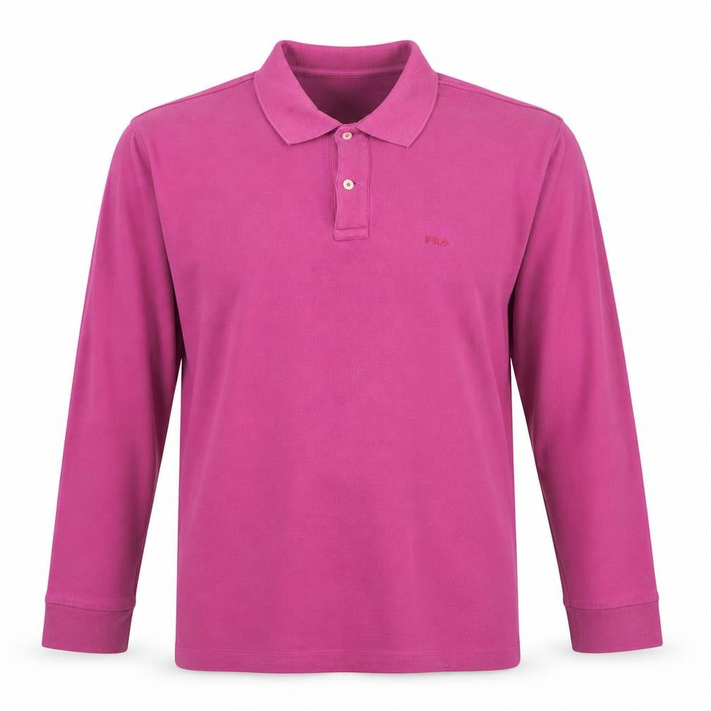 Fila Men’s Pink Long Sleeve Cotton Polo Shirt XL