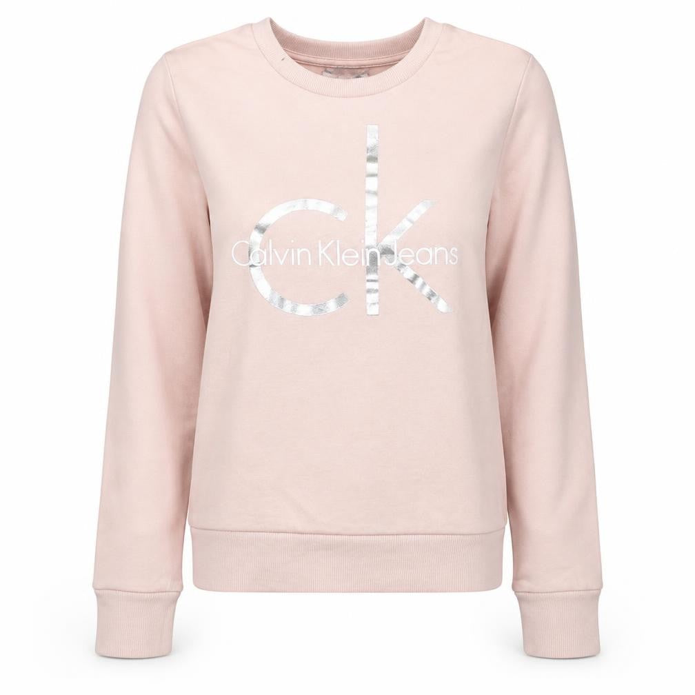 Calvin Klein Jeans Womens Pink Logo Crew Neck Sweatshirt Size M