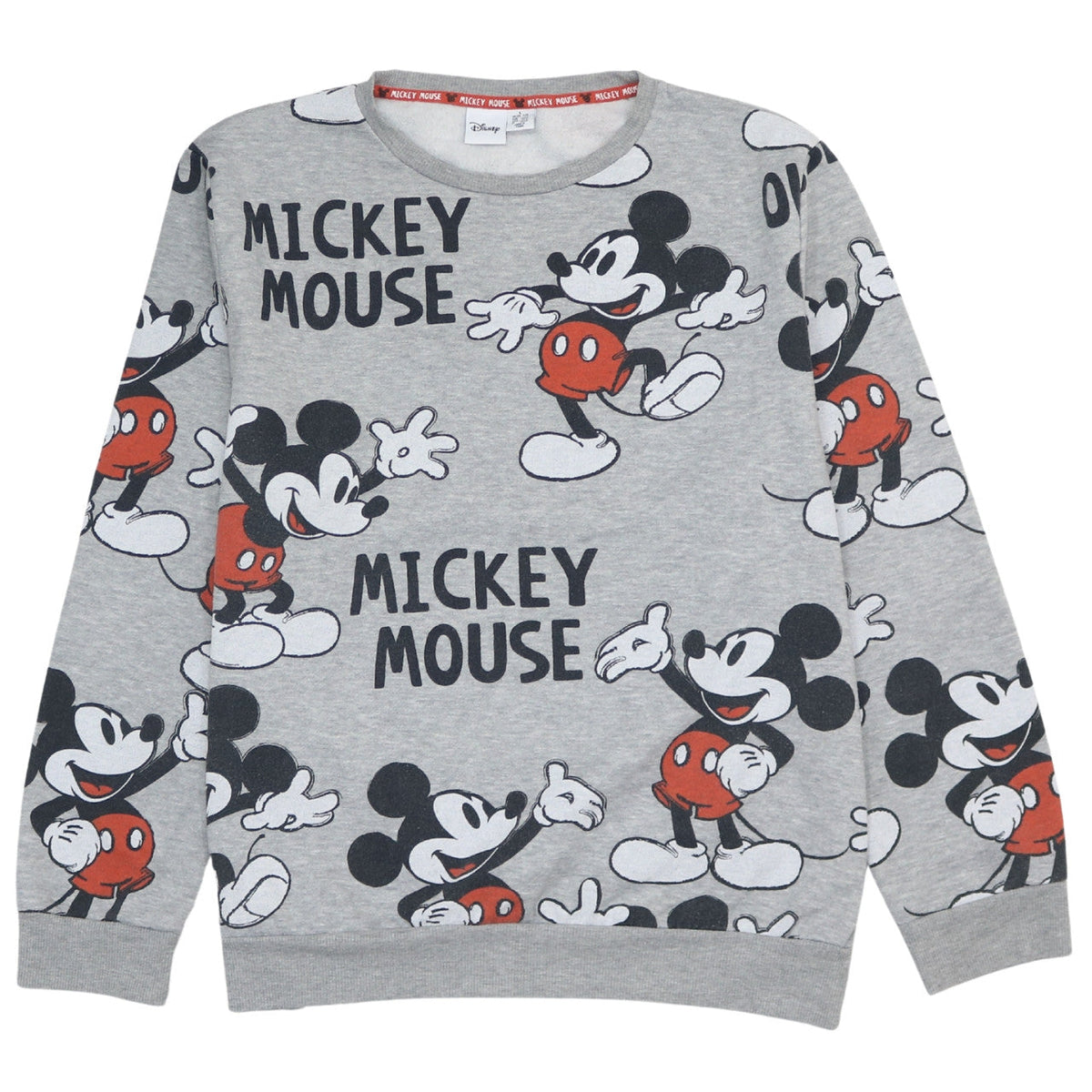 Front view of Disney Women Grey Mickey Mouse Print Pullover Sweatshirt L