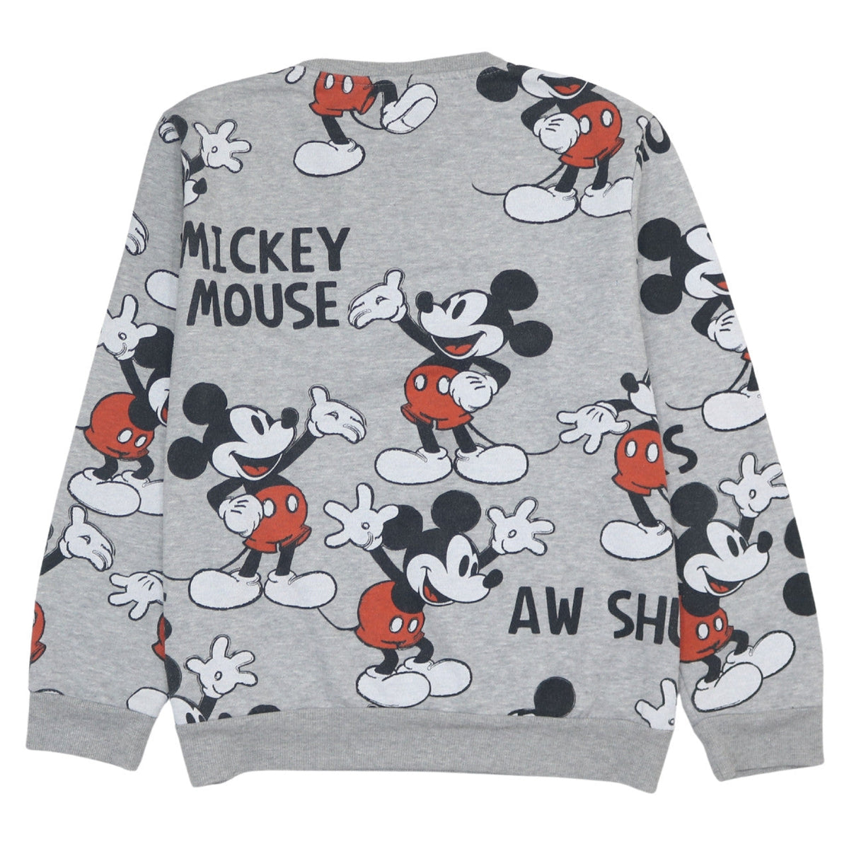 Back view of Disney Women Grey Mickey Mouse Print Pullover Sweatshirt L