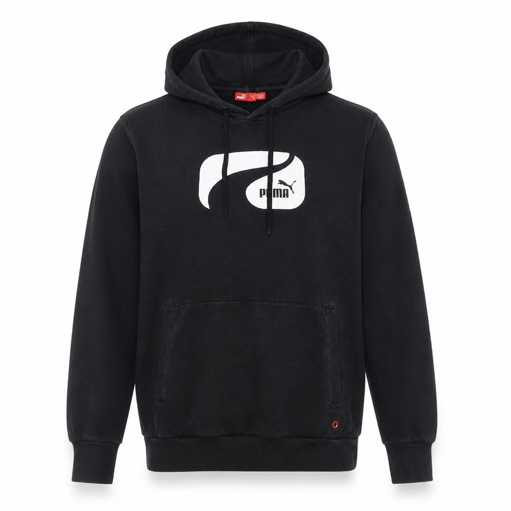 Puma Men's Black Pullover Hoodie Small Logo Graphic Fleece