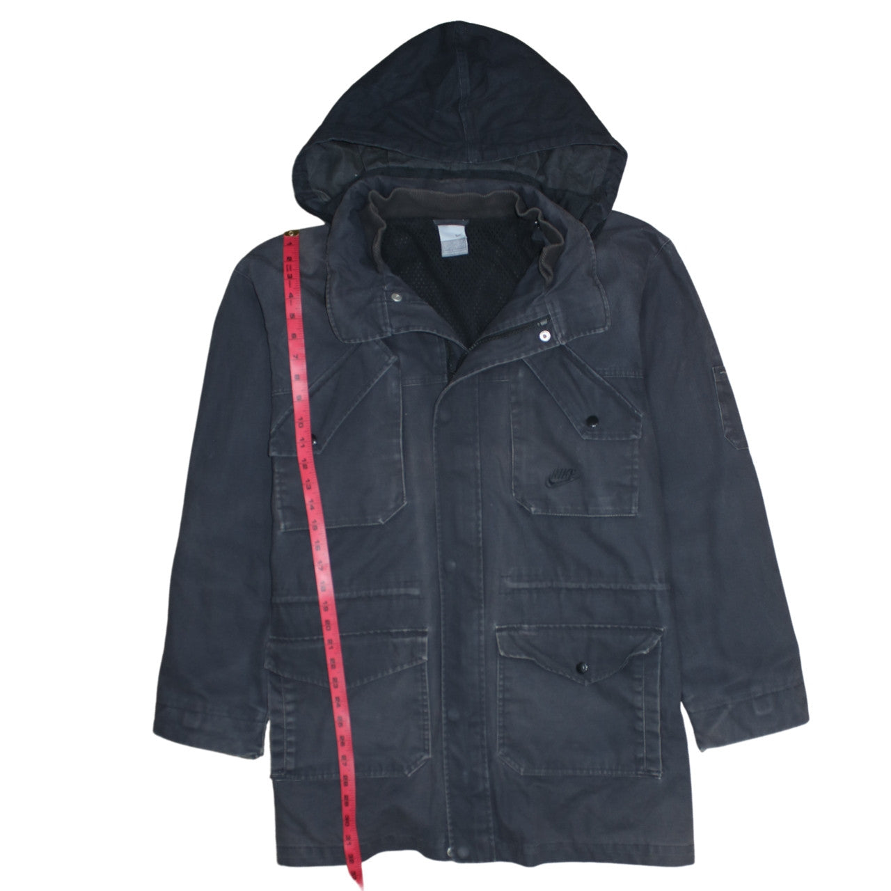 Nike Men's Black Hooded Parka Jacket Size L Water Resistant Casual