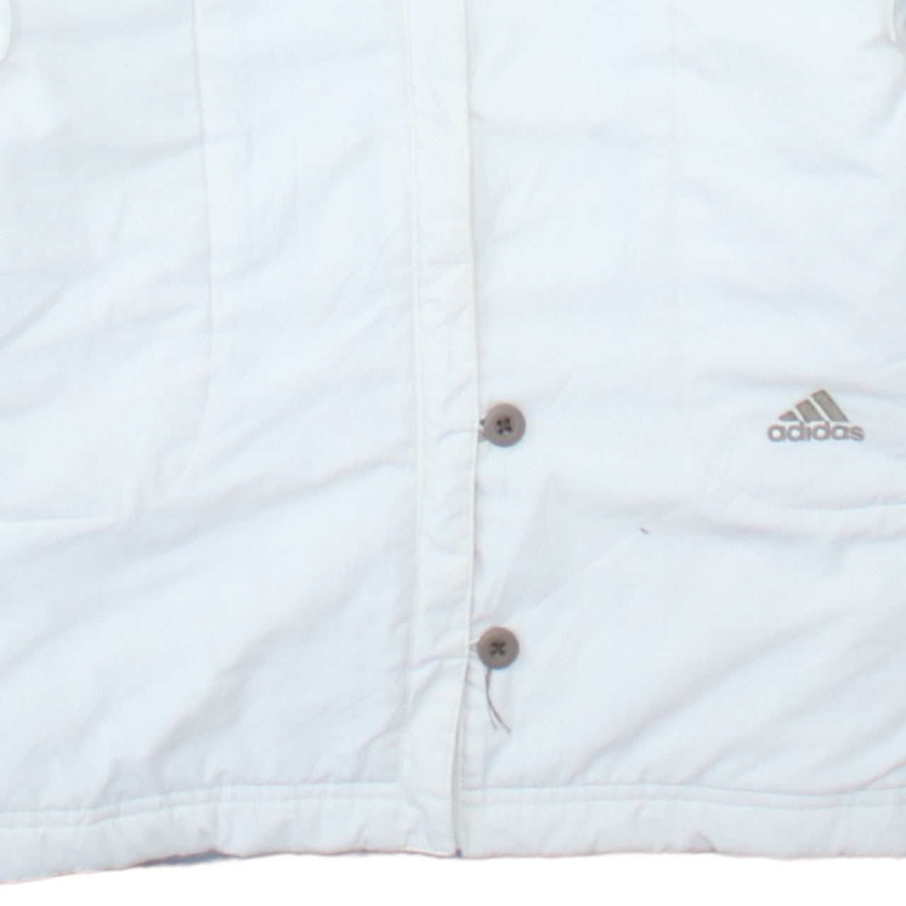 Adidas Womens White Parka Coat Size 12 Hooded Faux Fur Trim Long Winter Jacket