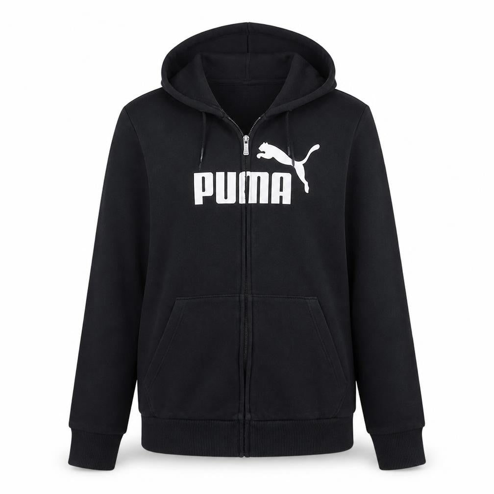 Puma Womens Black Full Zip Hoodie Size 14 Graphic Logo Sweatshirt