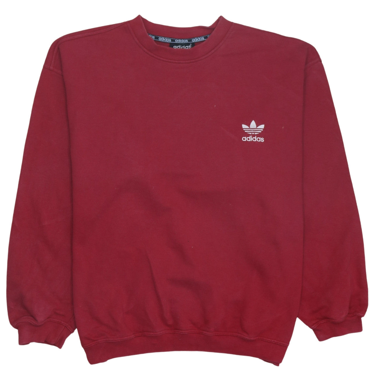 Adidas Mens Red Crew Neck Pullover Sweatshirt Size L