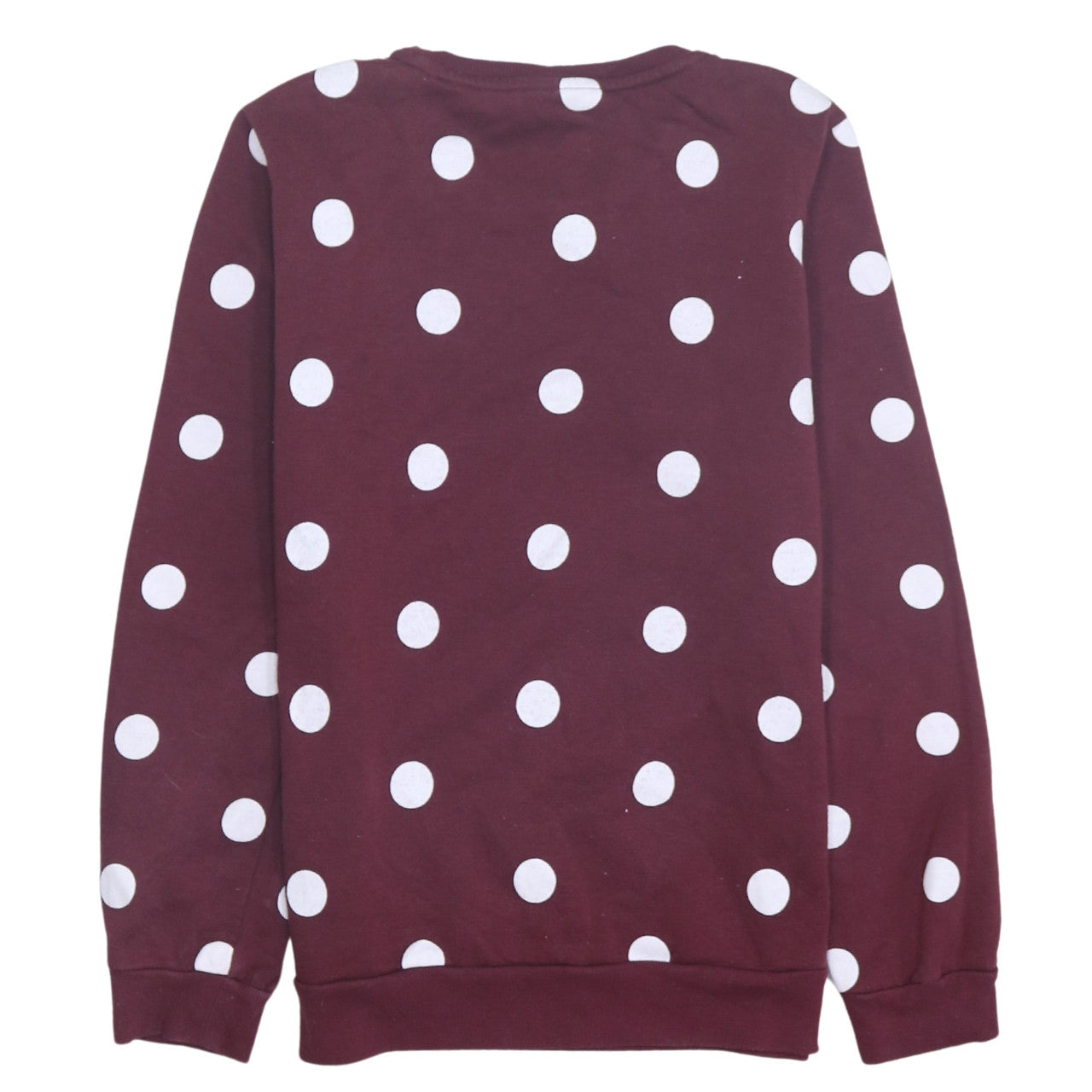 Disney Women Burgundy Minnie Mouse Polka Dot Pullover Sweatshirt Size S