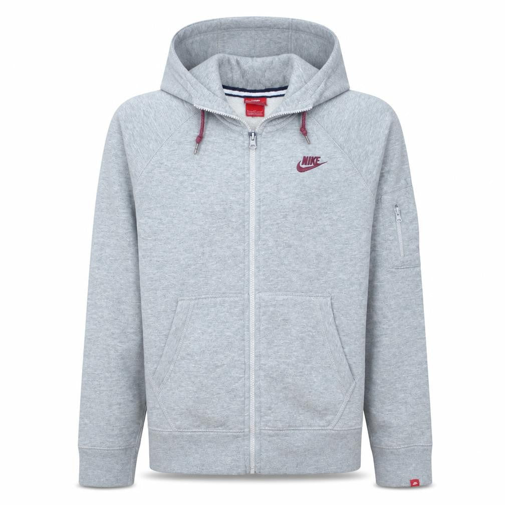 Nike Men's Grey Full Zip Hoodie S Regular Fit Fleece Sweatshirt