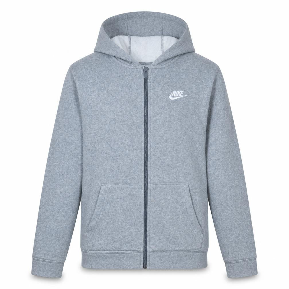 Nike Boys Grey Full Zip Hoodie XL (158-170cm) Cotton Blend Casual