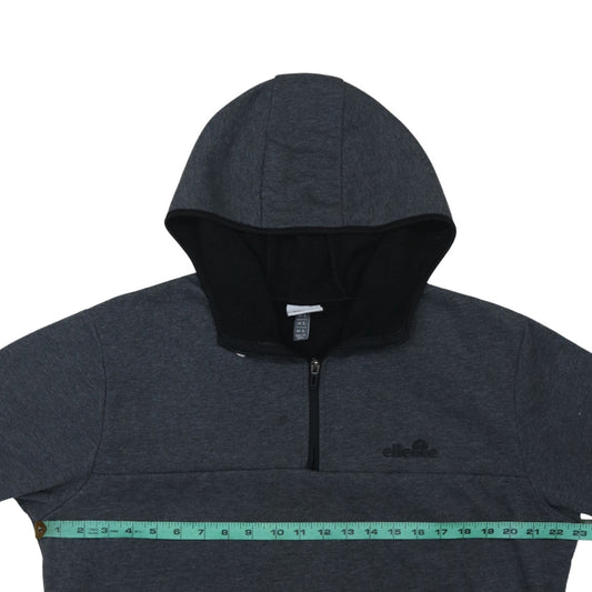 Ellesse Men's Grey 1/4 Zip Hooded Pullover Sweatshirt L