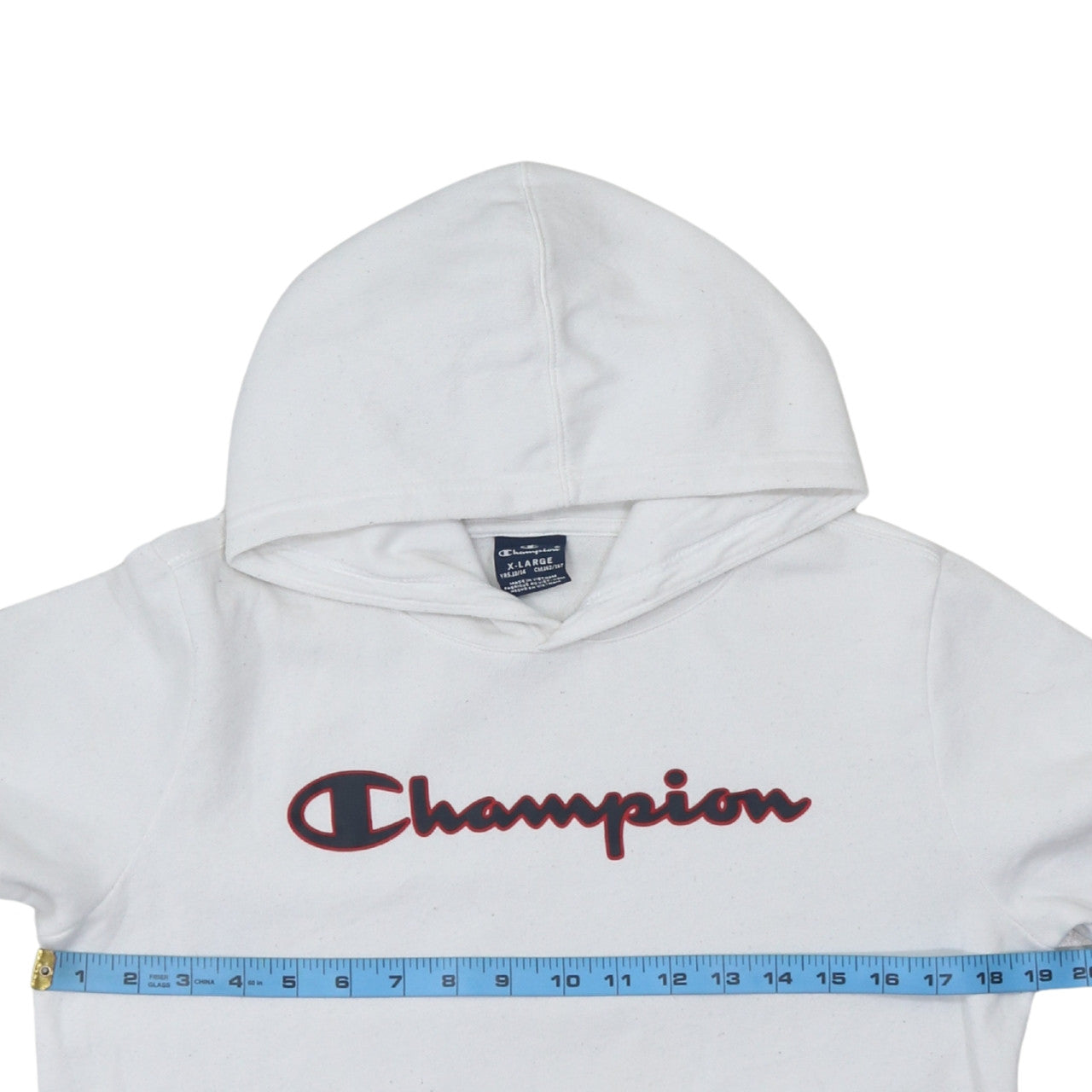 Champion Boys White XL Pullover Hoodie with Logo Print