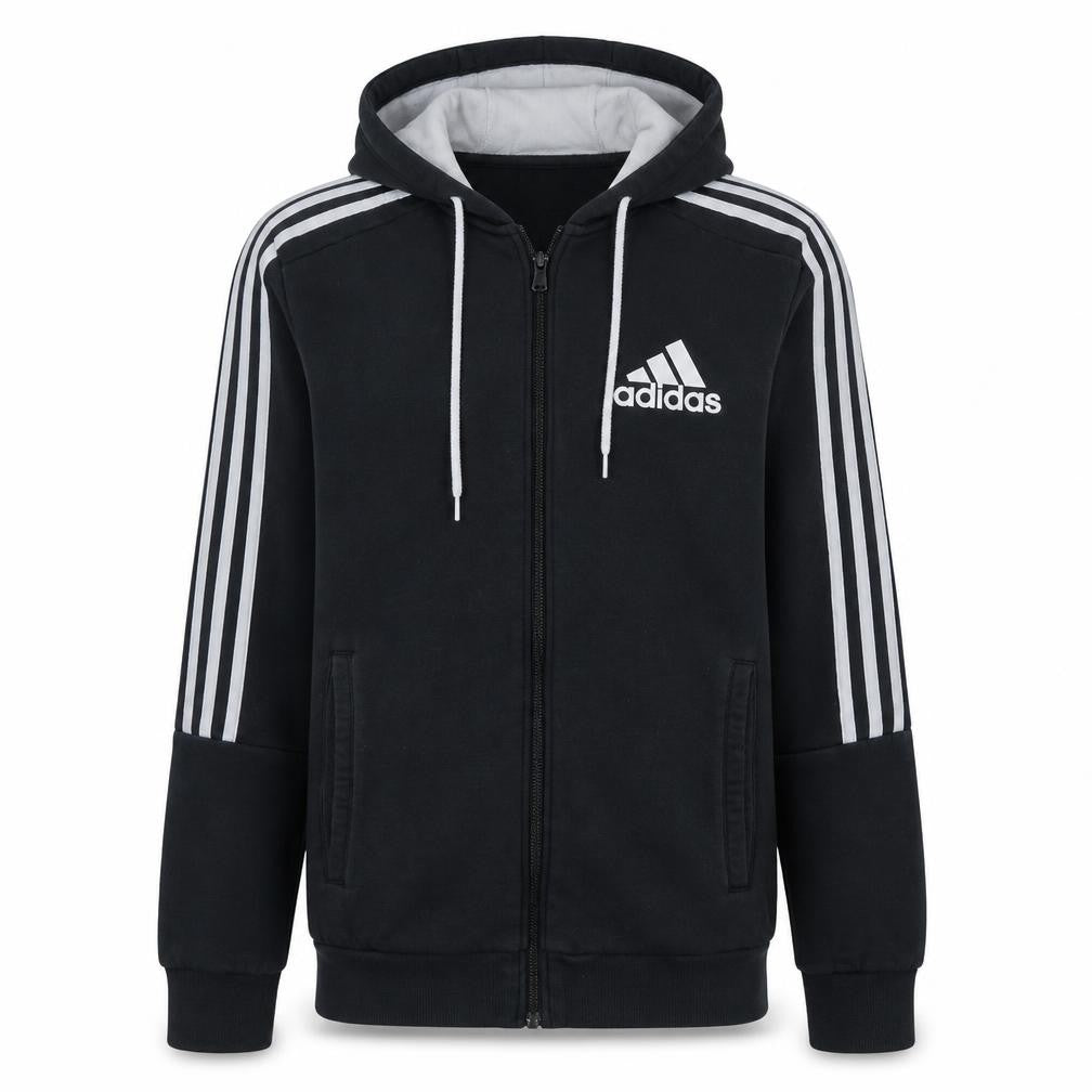 Adidas Mens Black Full Zip Hoodie M Classic Sportswear