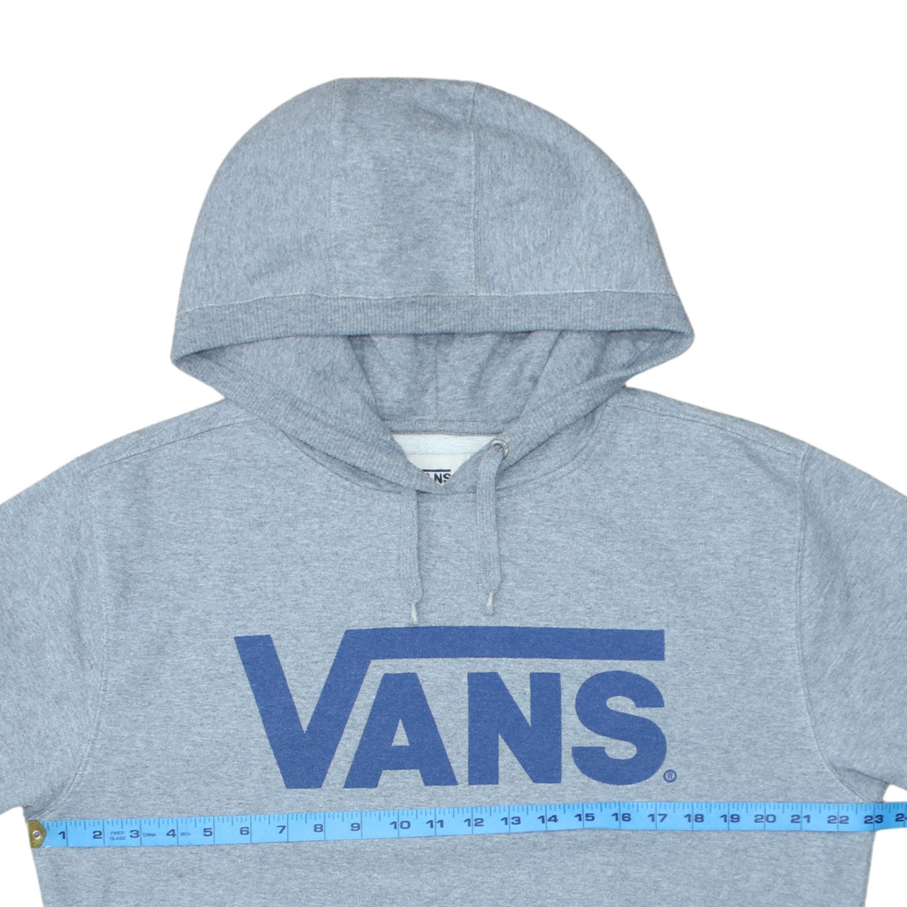 Vans Men's Grey Pullover Hoodie Size L - Logo Fleece Sweatshirt