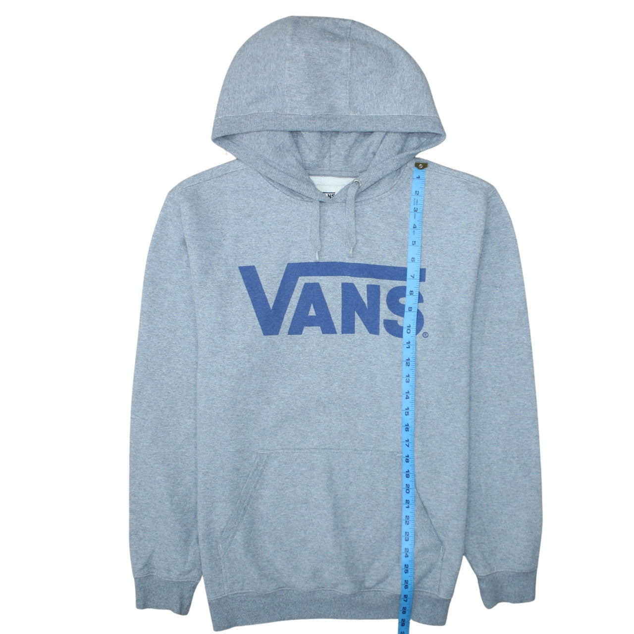 Vans Men's Grey Pullover Hoodie Size L - Logo Fleece Sweatshirt