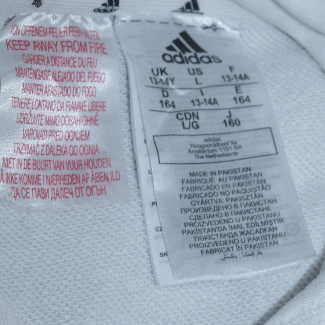 Adidas Boys White Hooded Pullover Hoodie 13-14 Years Cotton Blend