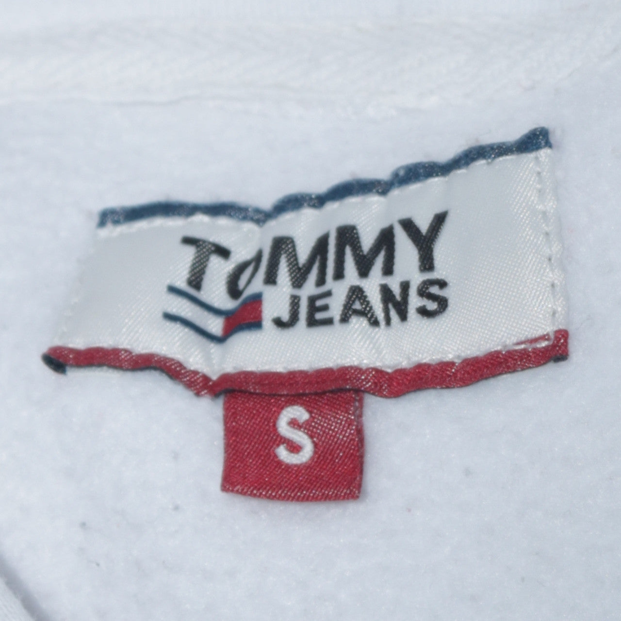 Tommy Jeans Men's White Pullover Hoodie Size S Logo Fleece Sweatshirt