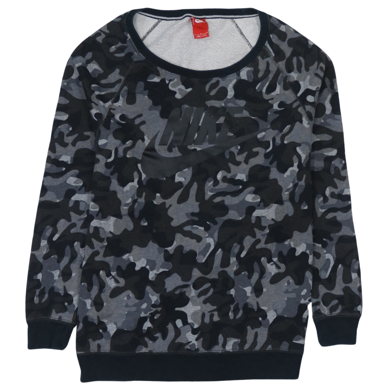 Nike Men's Grey Camouflage Crew Neck Pullover Sweatshirt Size S