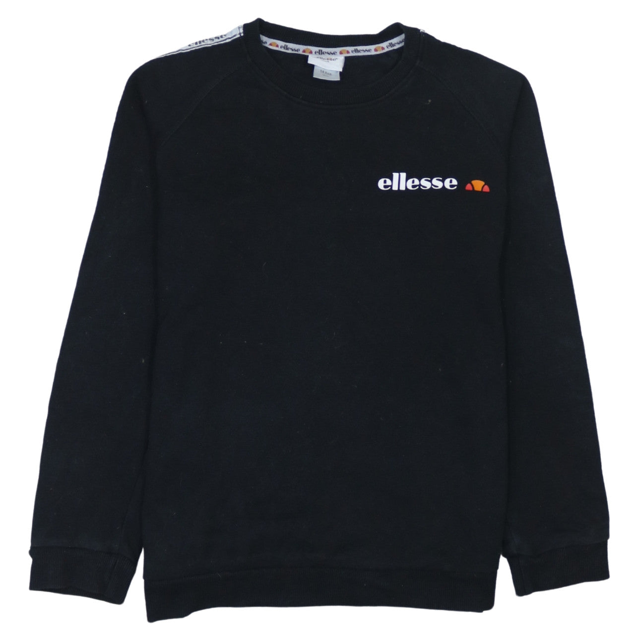 Ellesse Boys Black Sweatshirt 14 Years Logo Tape Crew Neck Jumper