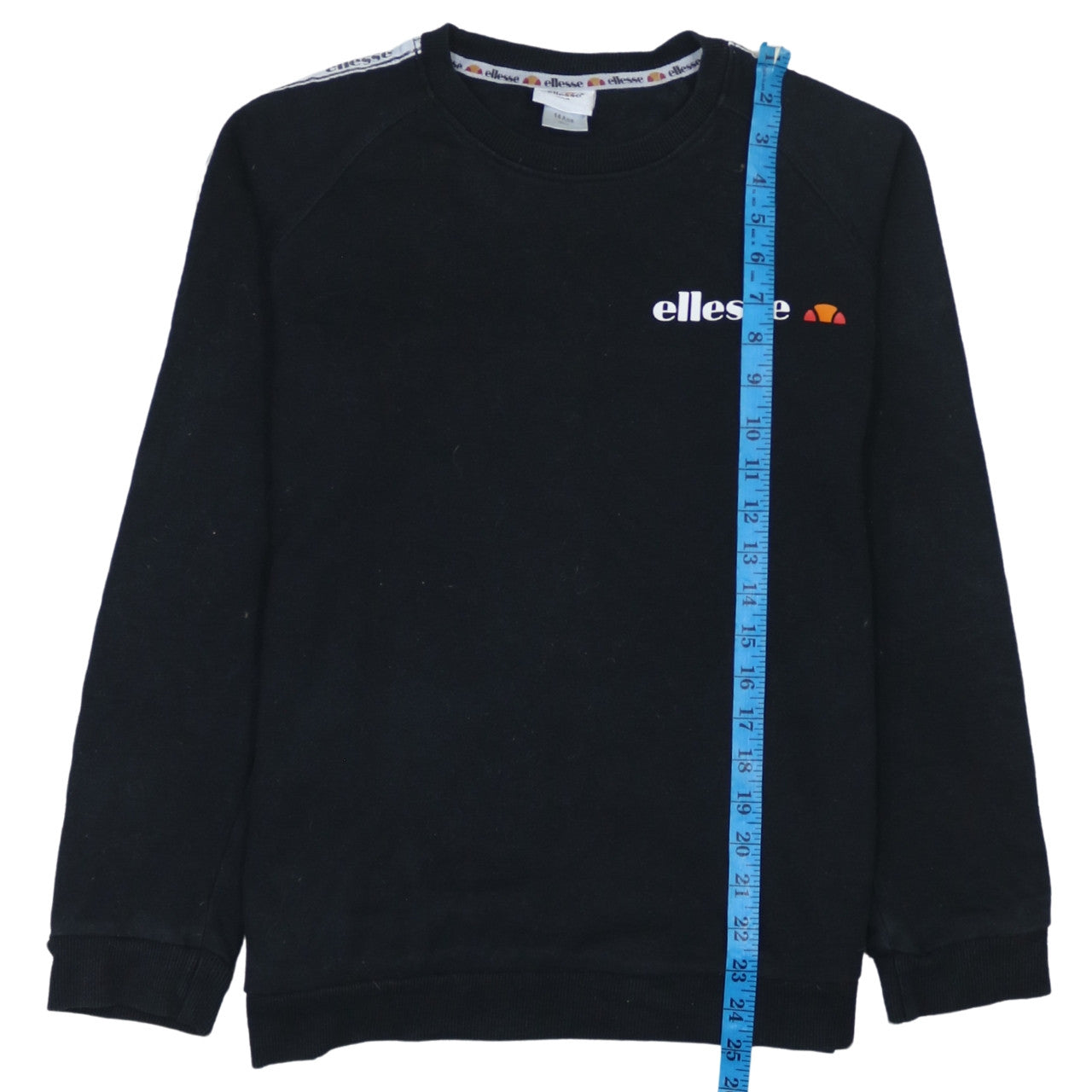 Ellesse Boys Black Sweatshirt 14 Years Logo Tape Crew Neck Jumper