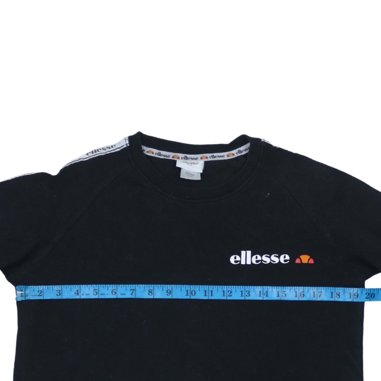 Ellesse Boys Black Sweatshirt 14 Years Logo Tape Crew Neck Jumper