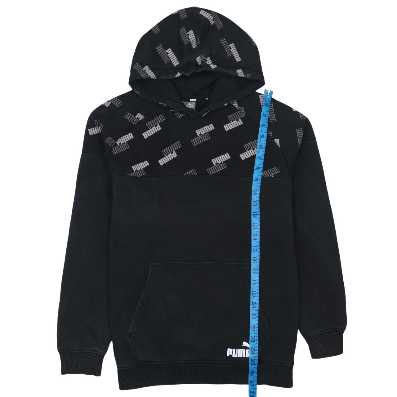 Puma Men's Black Small Pullover Hoodie with Logo Print