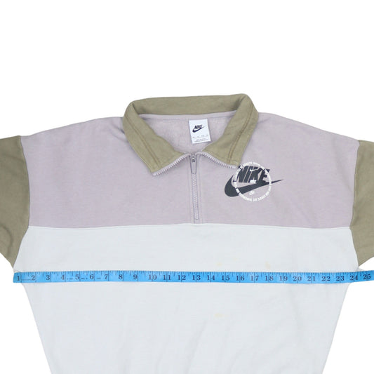 Nike Women's Grey Beige Colourblock 1/4 Zip Sweatshirt XS