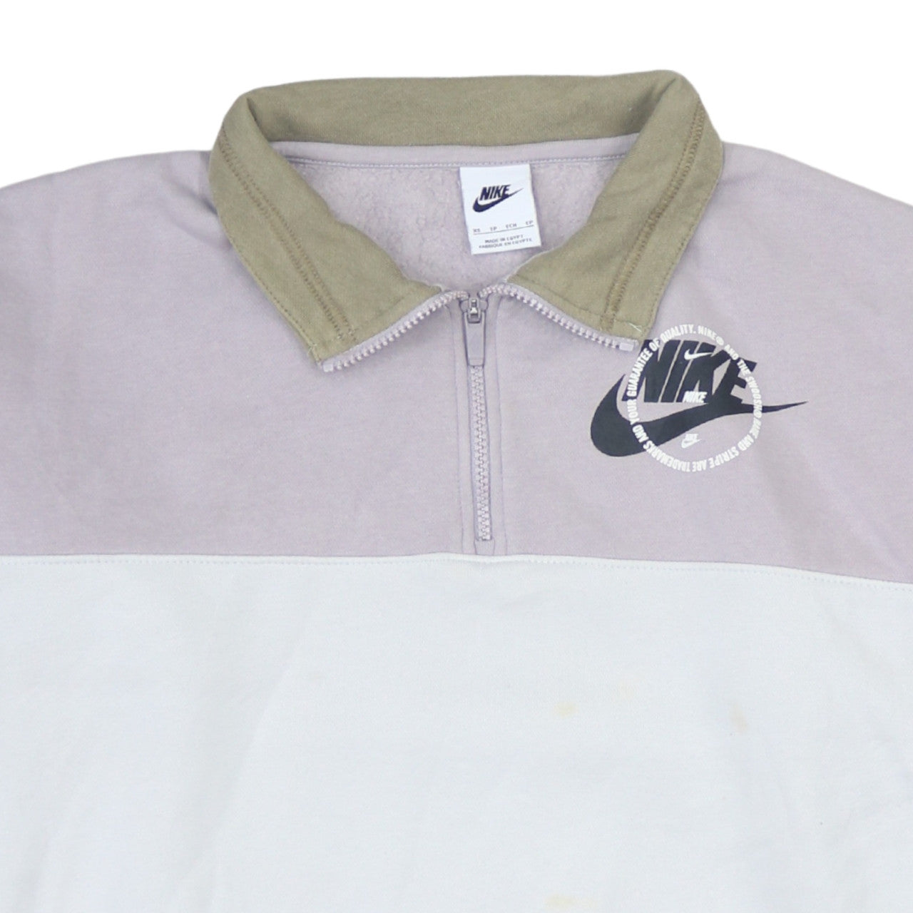 Nike Women's Grey Beige Colourblock 1/4 Zip Sweatshirt XS