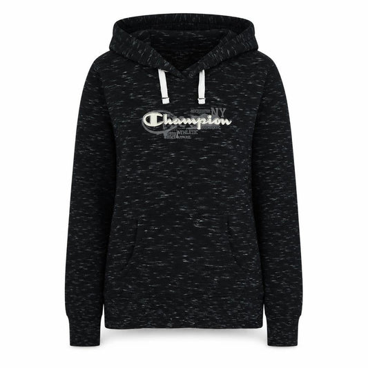Champion Women Black Medium Pullover Hoodie with Logo Print