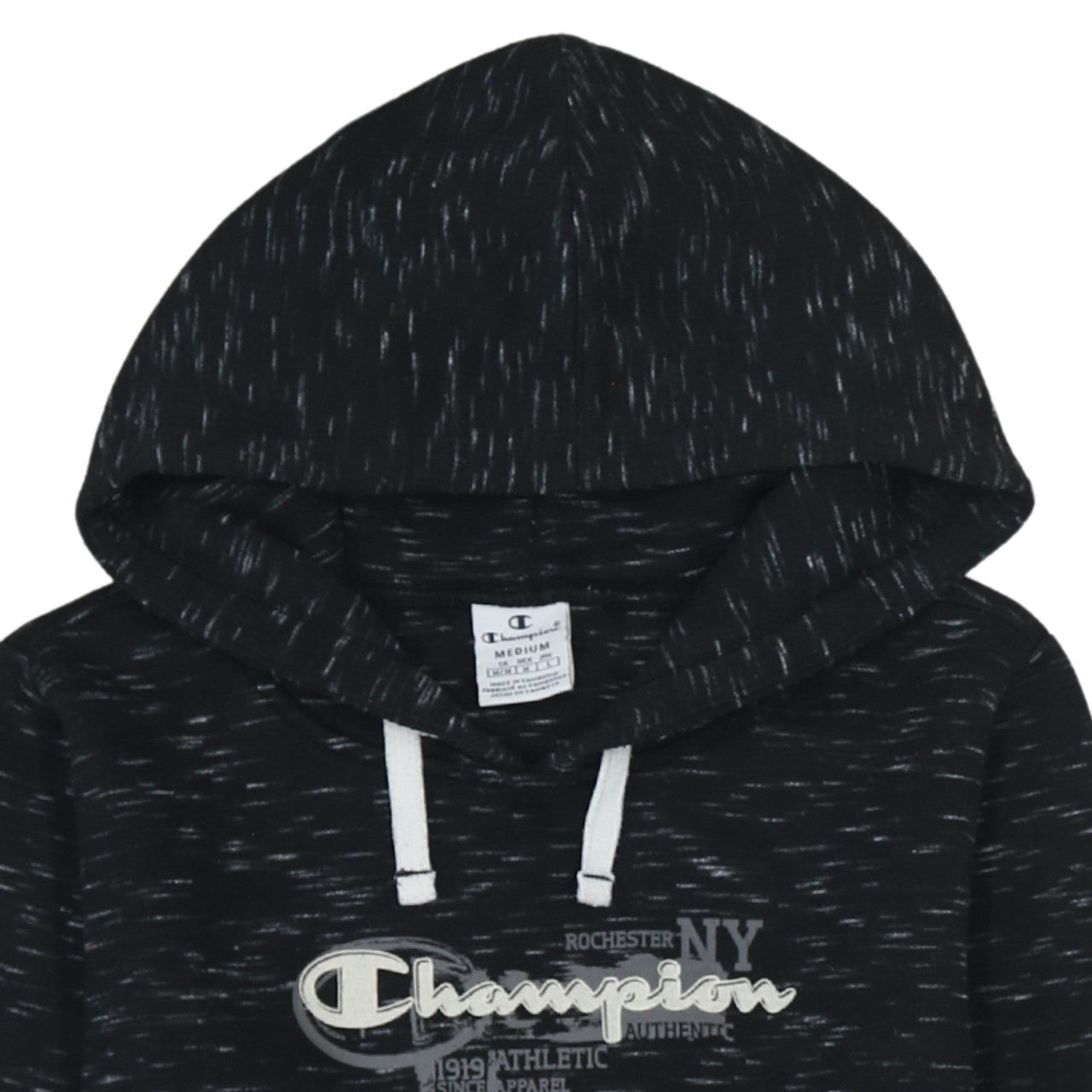 Champion Women Black Medium Pullover Hoodie with Logo Print