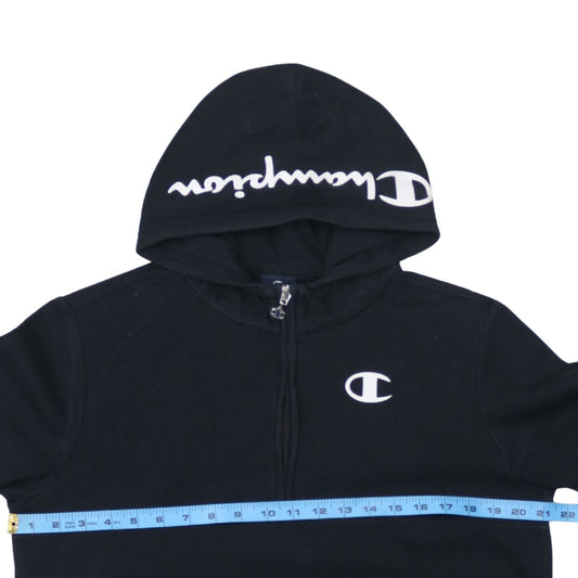 Champion Teens Black 2XL Pullover 1/4 Zip Hoodie Fleece Sweatshirt