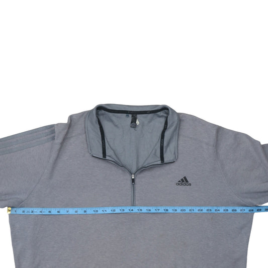 Adidas Men Grey 2XL Quarter Zip Sweatshirt Pullover Sports Top