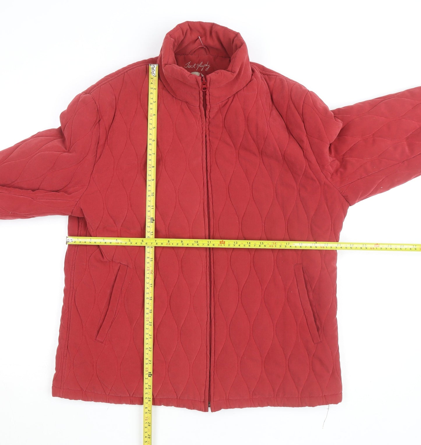 Jack Murphy Womens Red Quilted Mid-Length Jacket Size 18