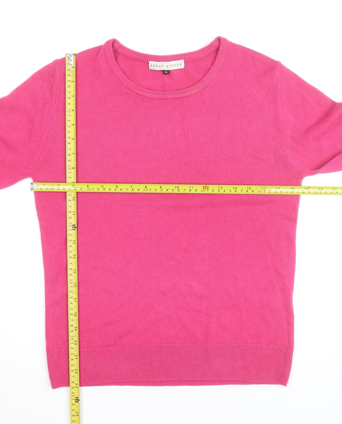 Rowen Avenue Womens Pink Acrylic Crew Neck Pullover Jumper Size M