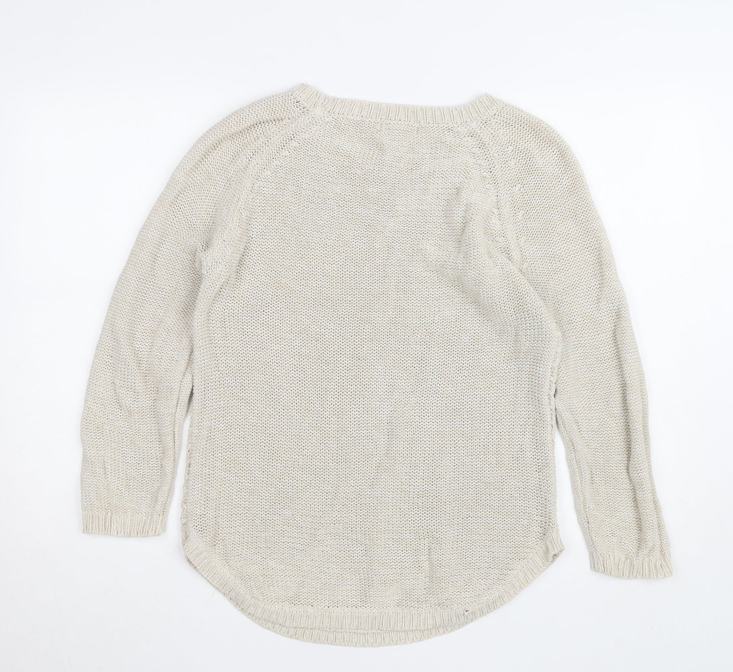 Mystify Womens Beige Knit Pullover Jumper Medium 100% Cotton
