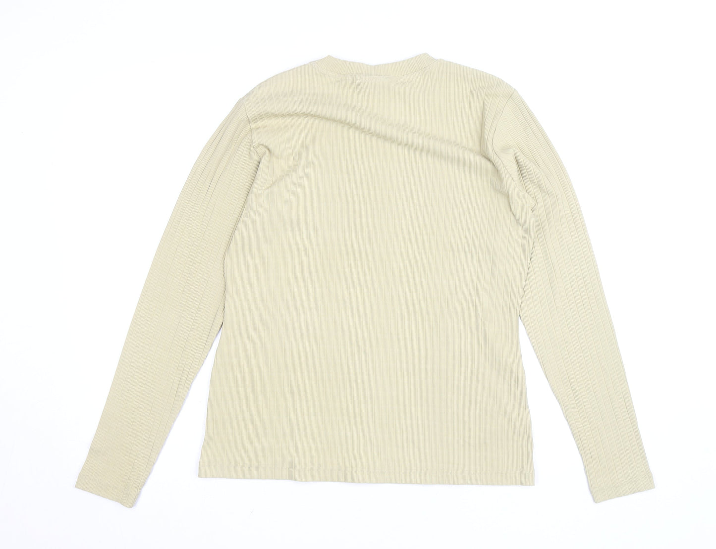 SAND BASIC Women's Beige Long Sleeve Ribbed Crew Neck Top Size L
