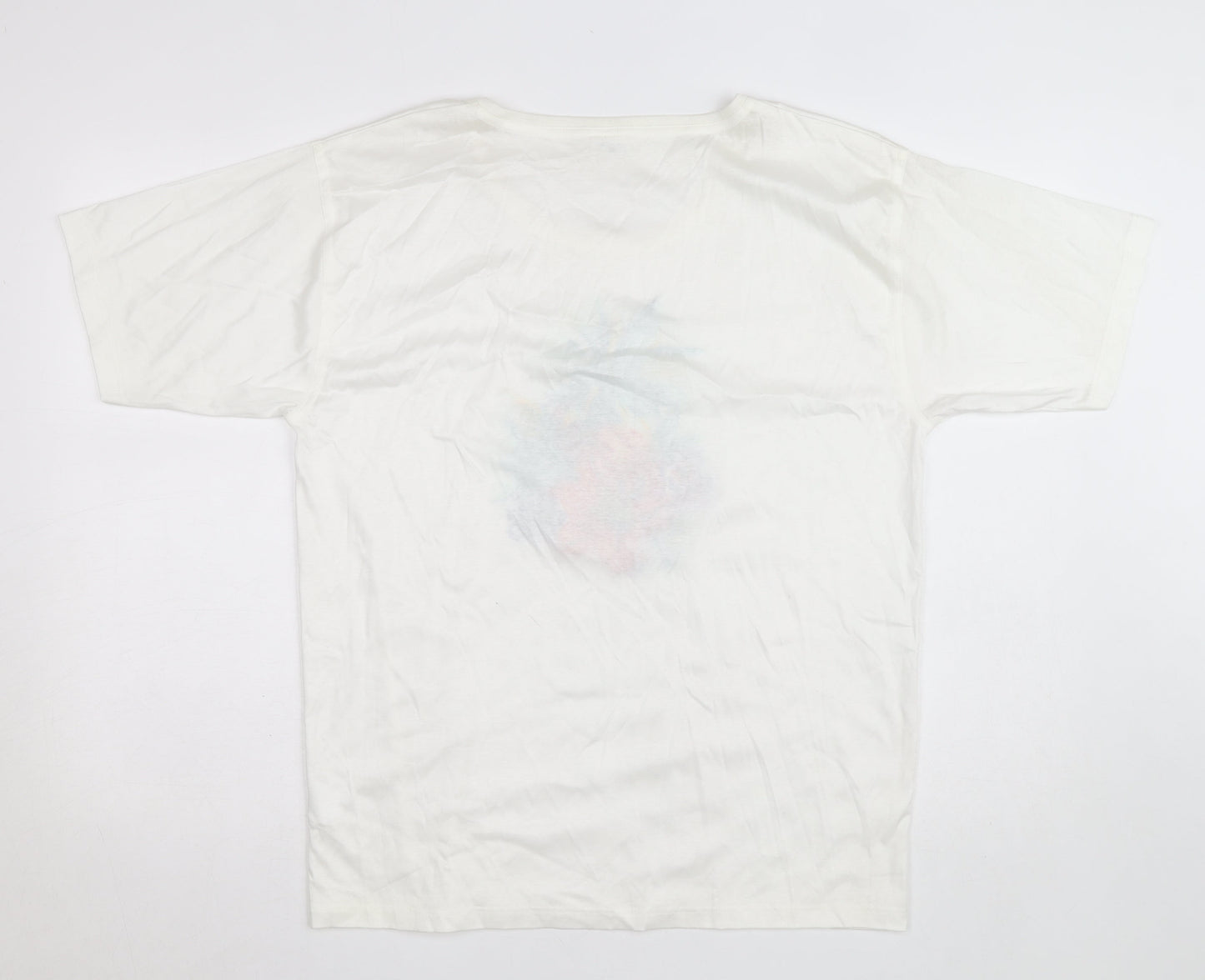 Lucia Women's White Floral Embroidered Cotton T-Shirt Size M