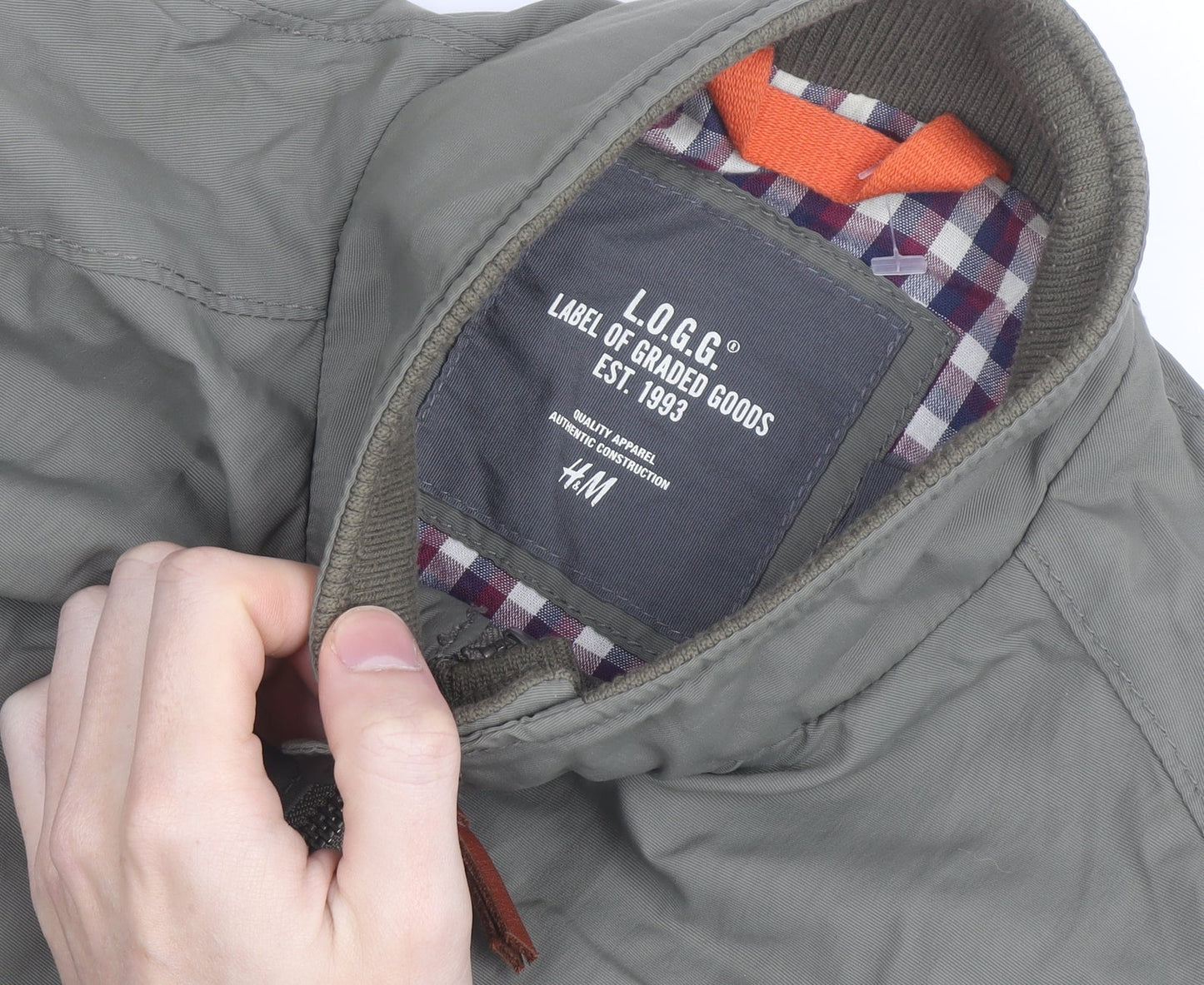 H&M L.O.G.G. Men's Green Bomber Jacket Size S Full Zip