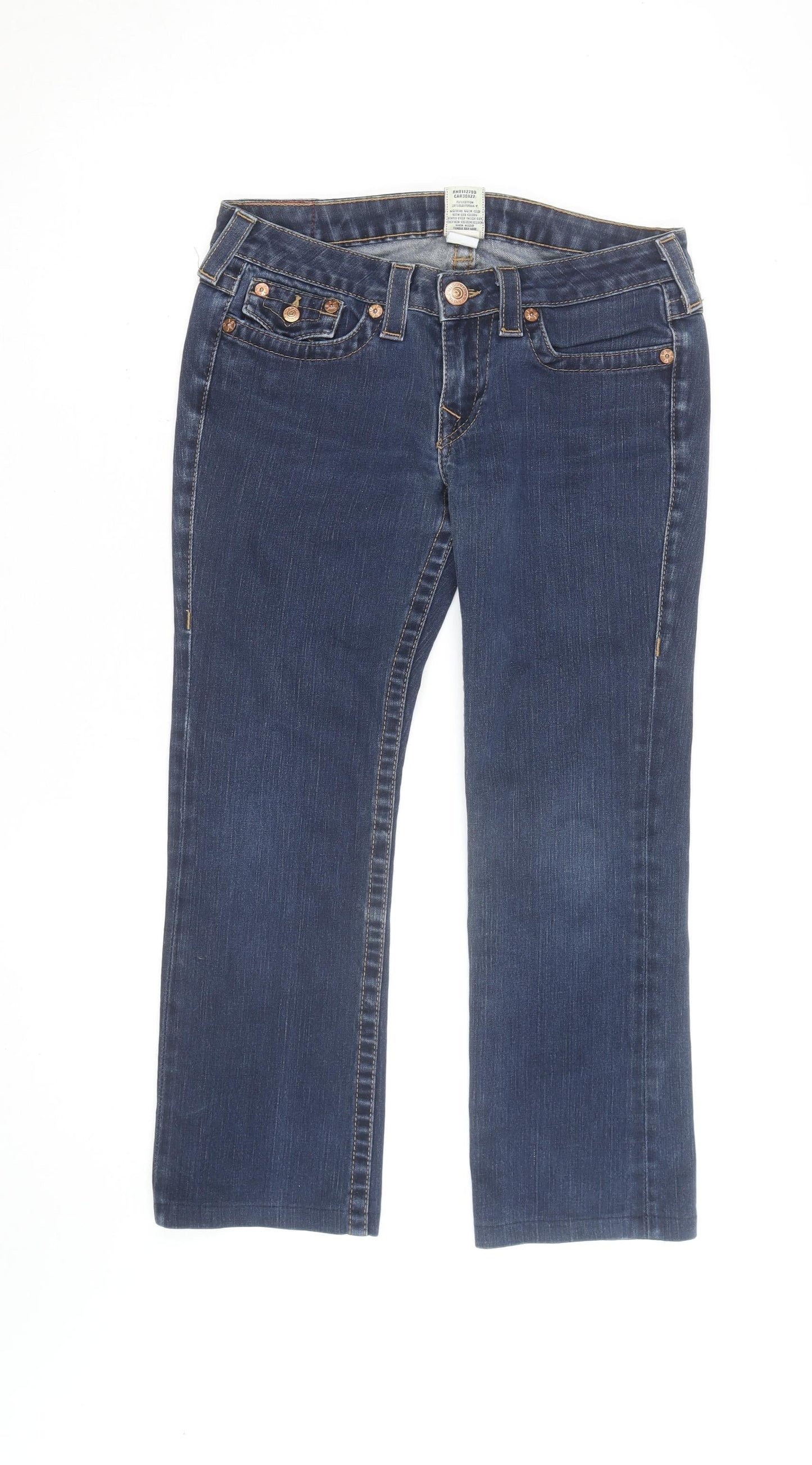 True Religion Womens Blue Straight Slim Fit Jeans Size 12