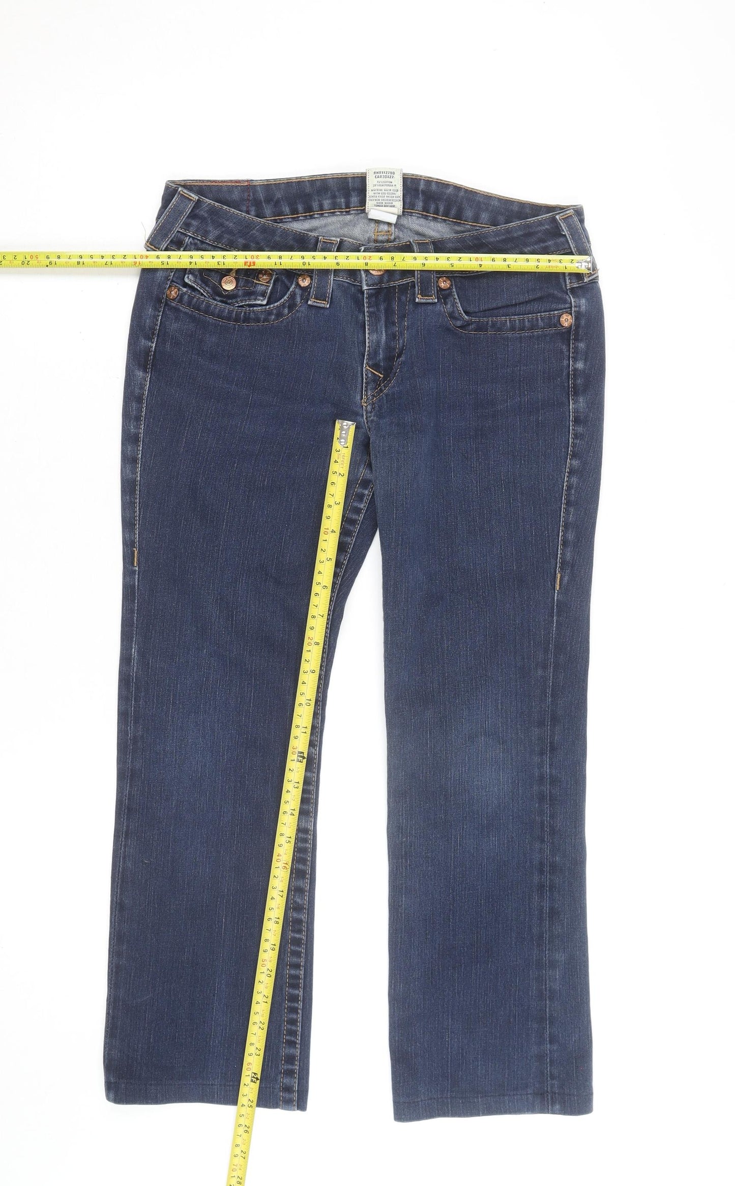 True Religion Womens Blue Straight Slim Fit Jeans Size 12