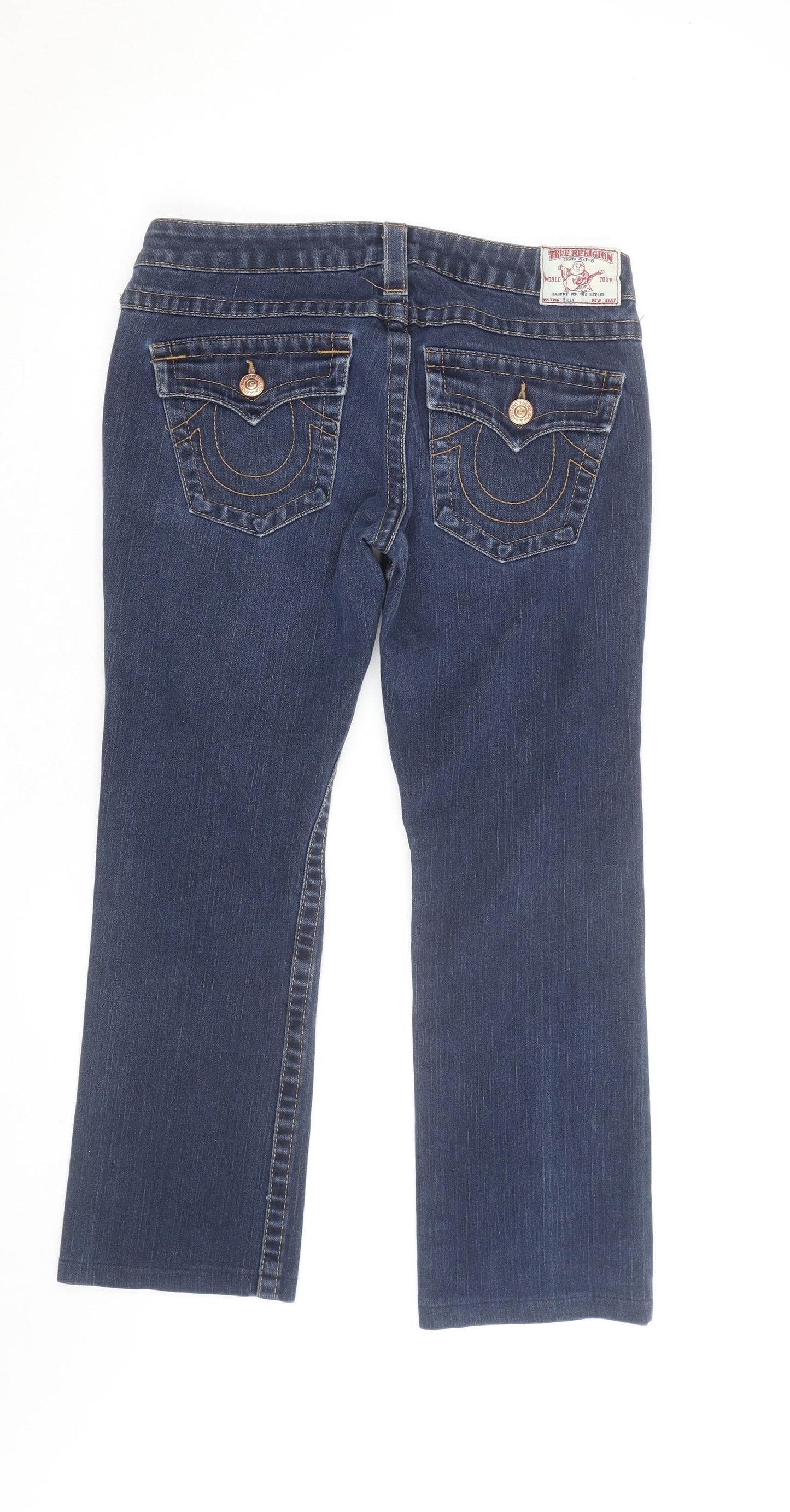 True Religion Womens Blue Straight Slim Fit Jeans Size 12