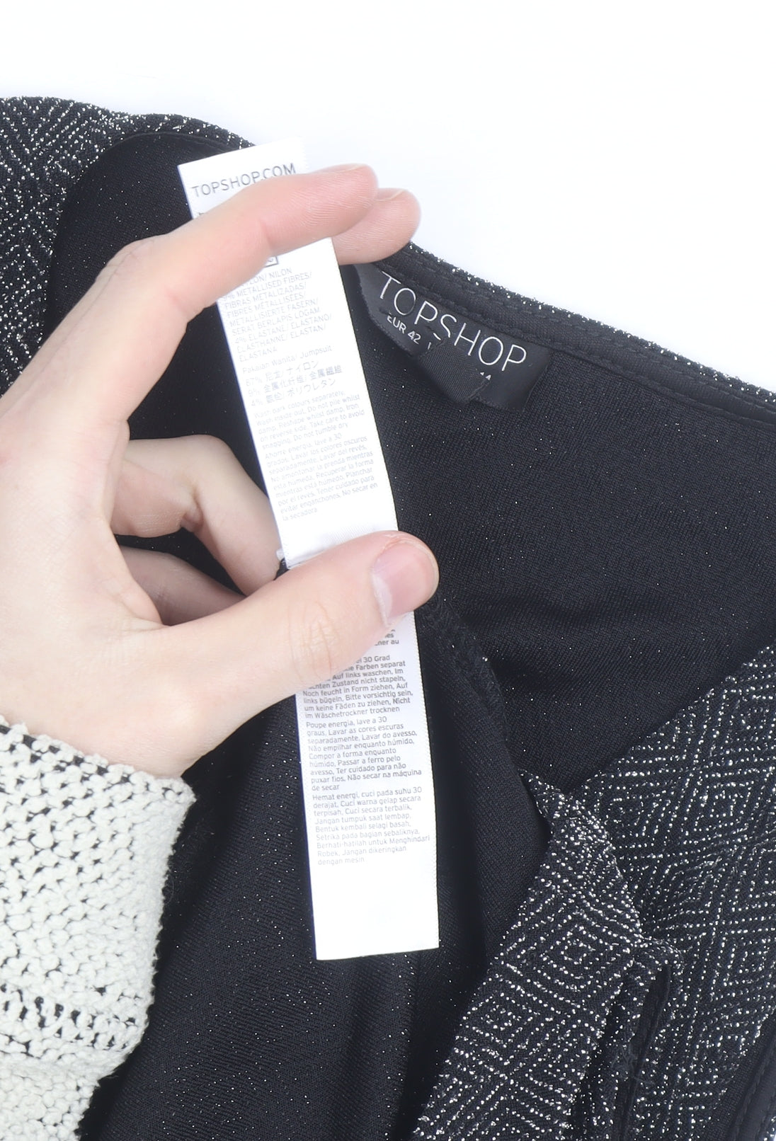 Topshop Women Black Metallic V-Neck Sleeveless Bodysuit Size 14
