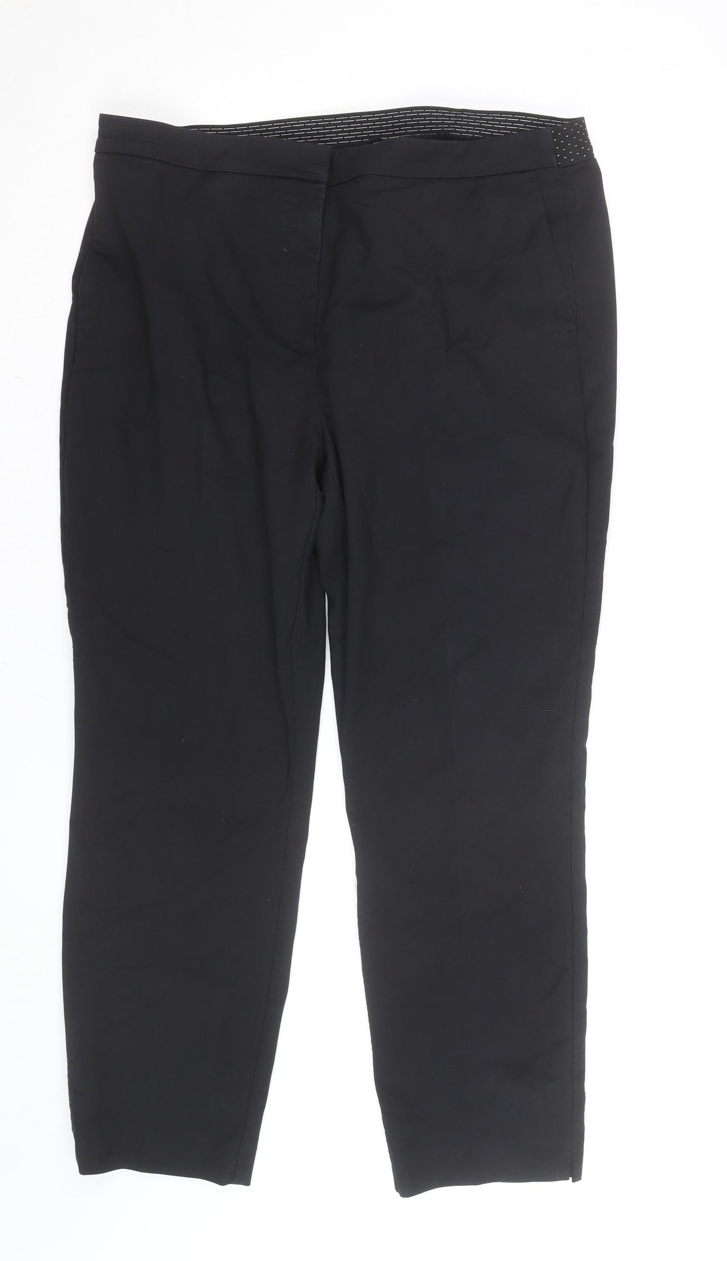 Zara Women Black Cropped Stretch Trousers Size 18
