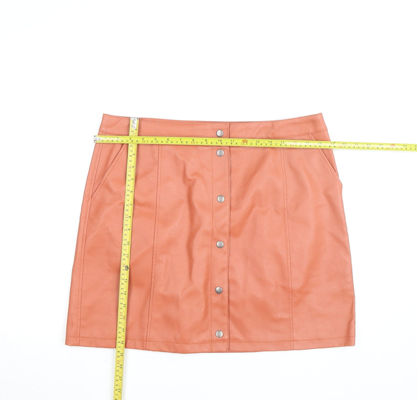 Vero Moda Women’s Orange Faux Leather A-Line Short Skirt XL