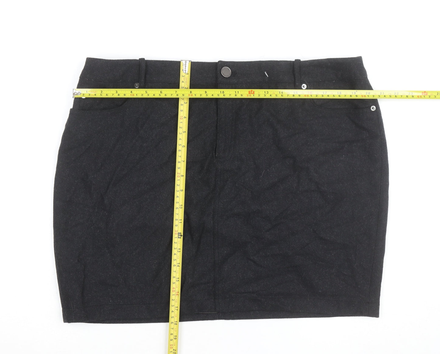 Mint Velvet Women's Black Wool Blend Pencil Skirt Size 18
