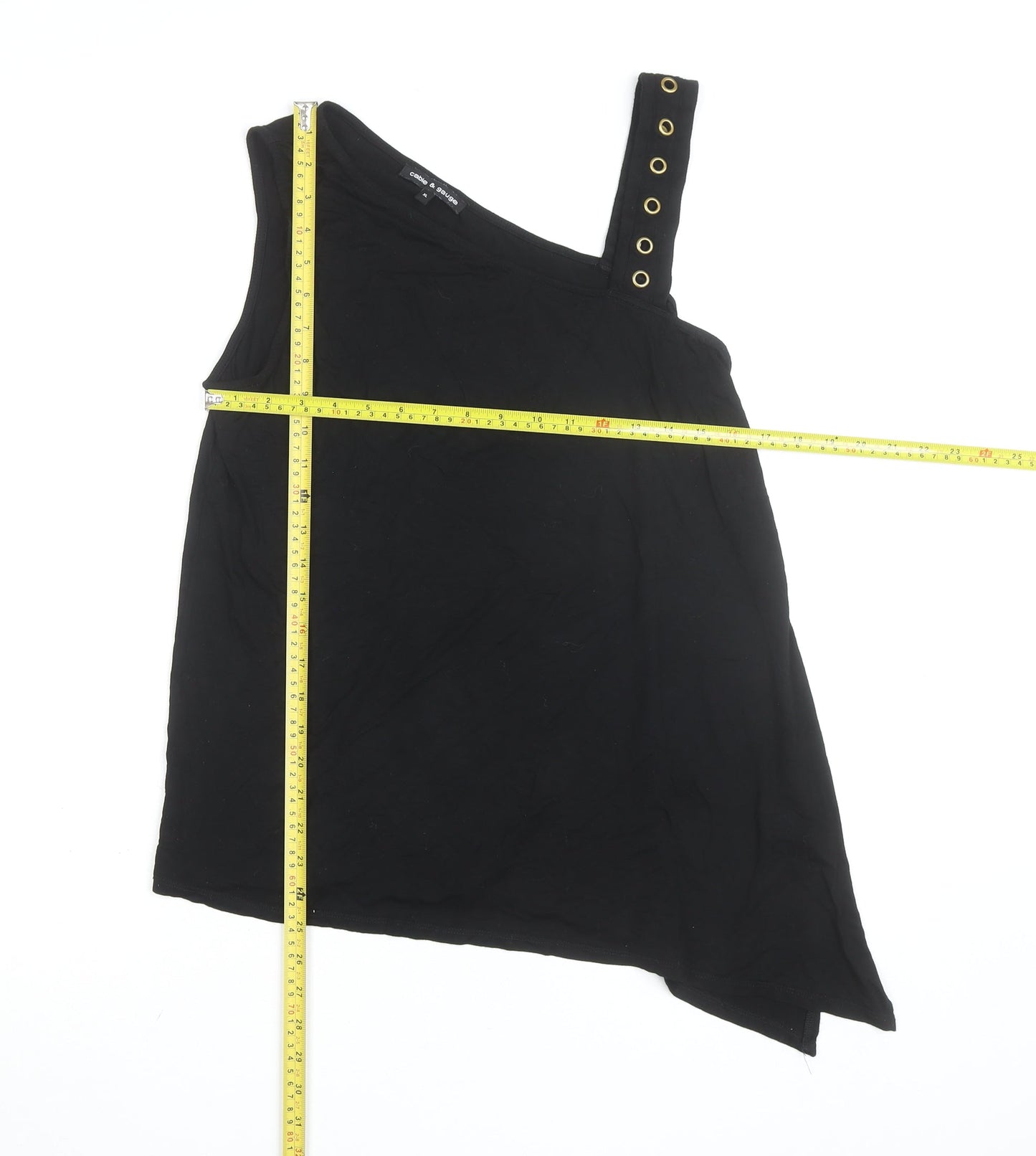 Cable & Gauge Women’s Black One Shoulder Camisole Tank Top XL