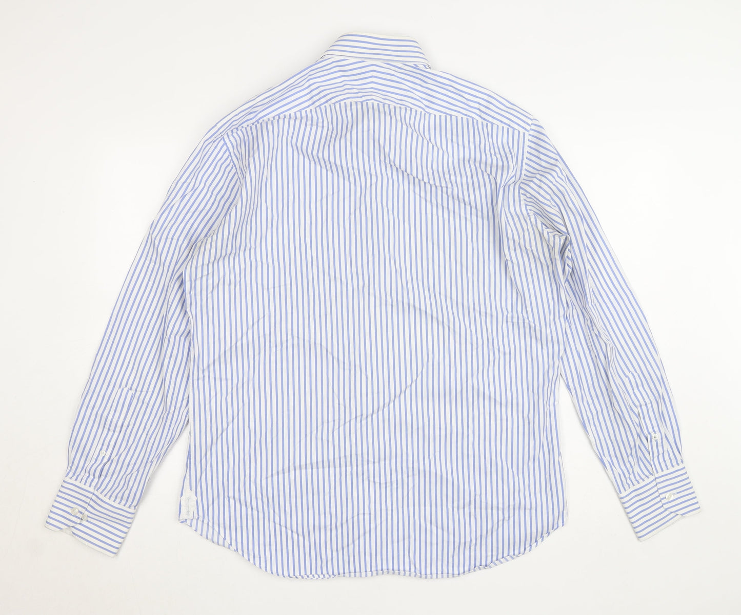 Arrow Men's Blue Striped Regular Fit 42cm Cotton Dress Shirt