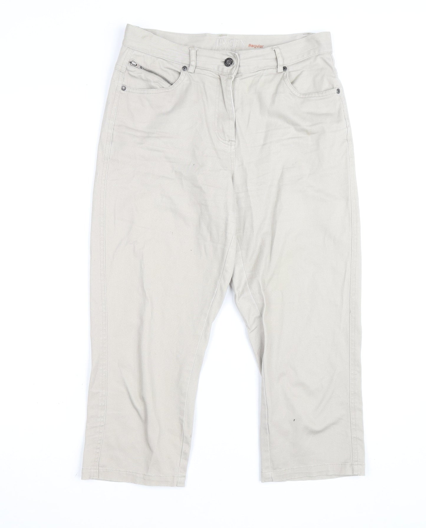 Jensen Women’s Beige Cropped Trousers Size 8 Regular Cotton Blend