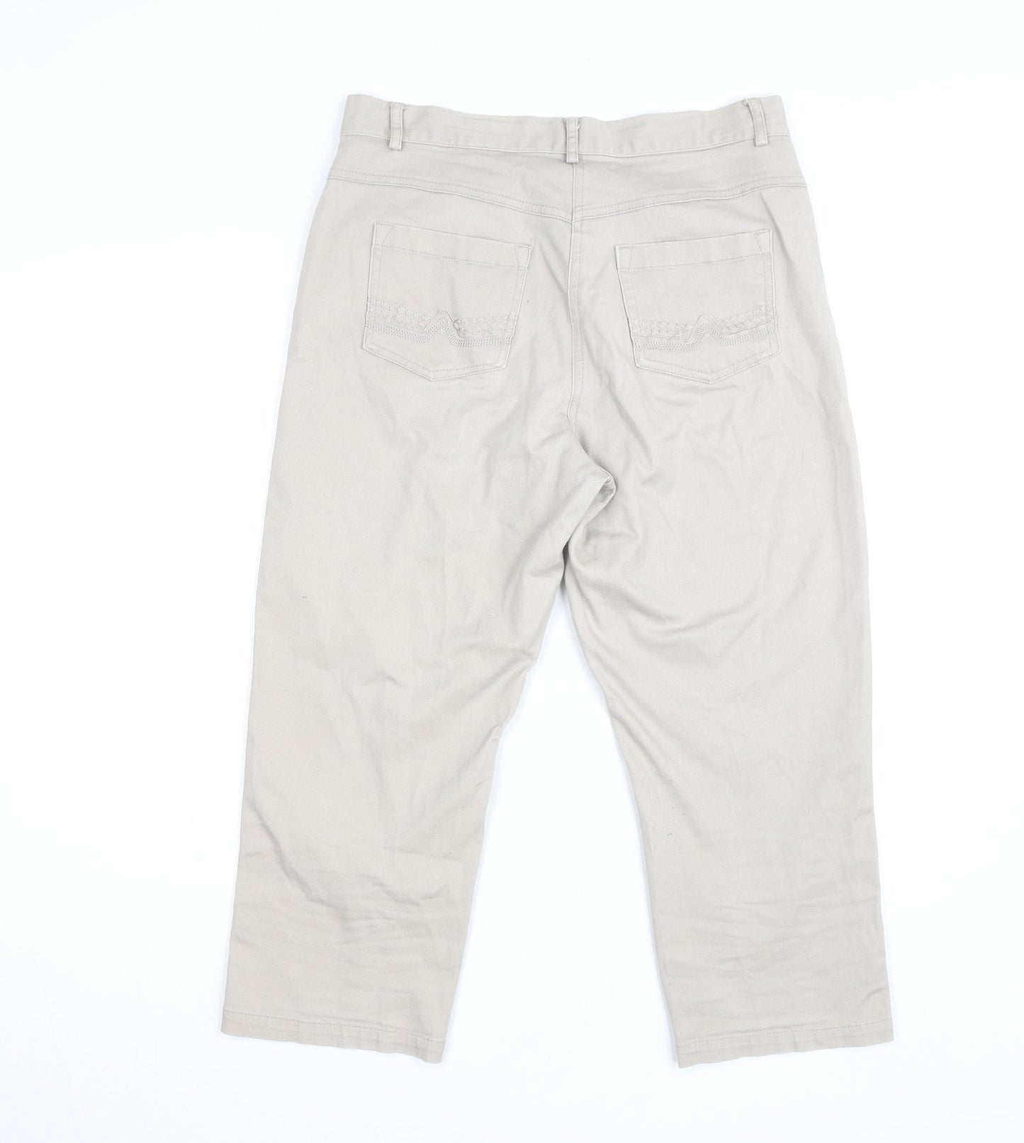Jensen Women’s Beige Cropped Trousers Size 8 Regular Cotton Blend