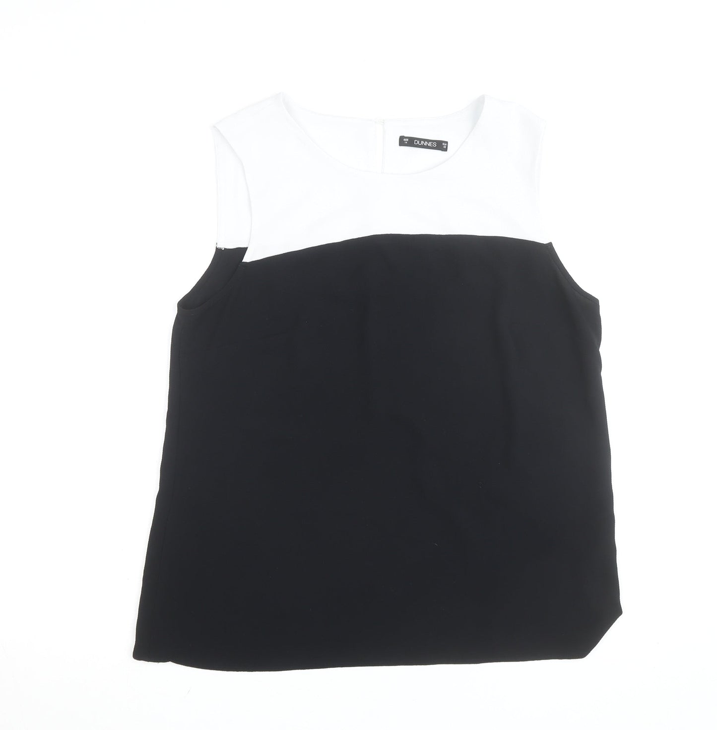 Dunnes Women’s Black White Colourblock Sleeveless Blouse Size 14