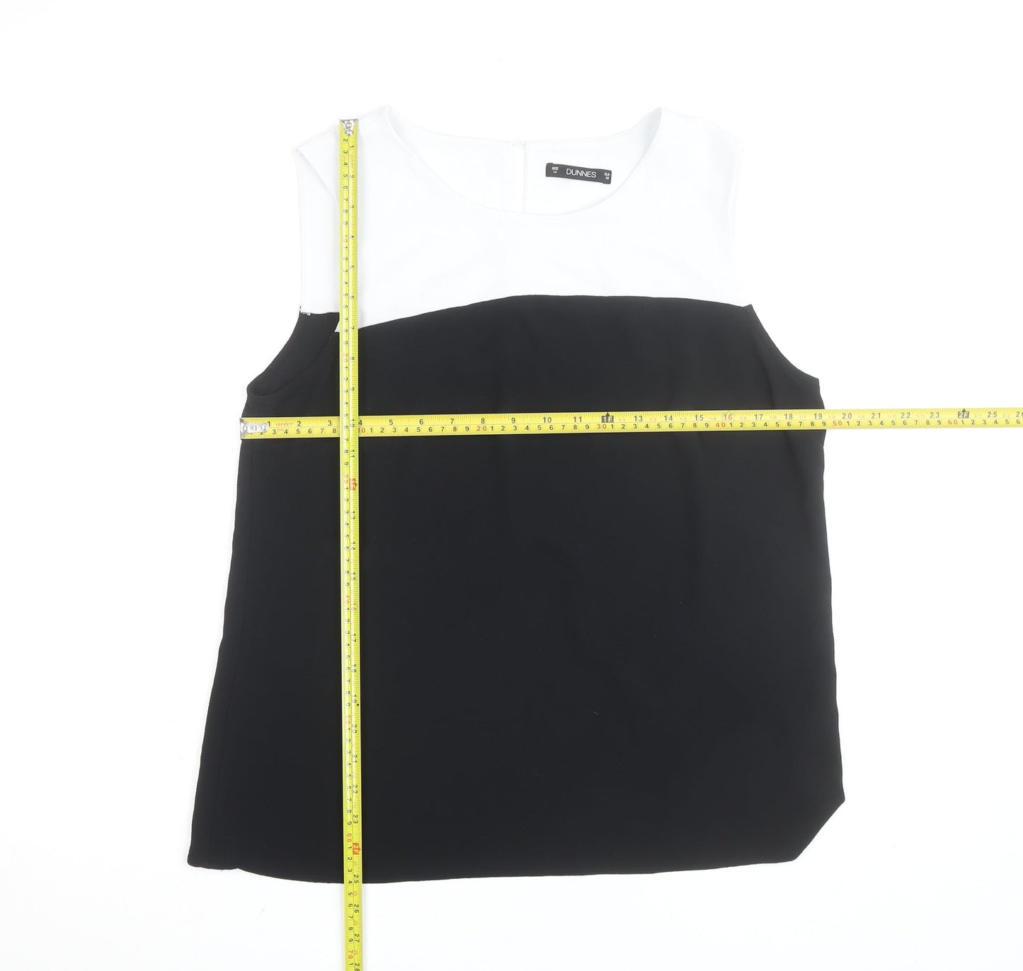 Dunnes Women’s Black White Colourblock Sleeveless Blouse Size 14
