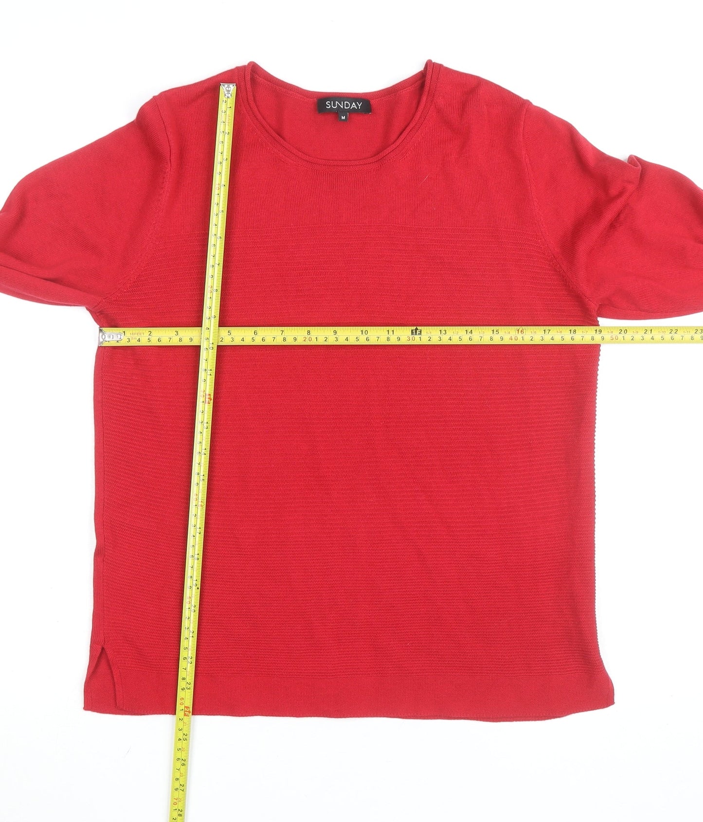 Sunday Men's Red Cotton Blend Long Sleeve Pullover Jumper M